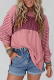 Casual Color Block Contrast O Neck Tops(5 Colors)