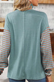 Casual Color Block Contrast O Neck Tops(5 Colors)