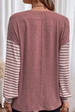 Casual Color Block Contrast O Neck Tops(5 Colors)