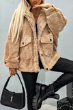 Casual Buttons Fluffy Turndown Collar Outerwear