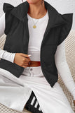 Casual Daily Ruffle Zipper Mandarin Collar Waistcoats(3 Colors)