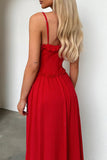 Sexy Lace Up Ruffle V Neck Sling Dresses