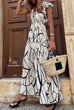 Street Geometric Printing Stringy Selvedge V Neck Irregular Dress Dresses