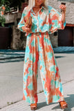 Bohemian Tie Dye Patchwork Turndown Collar Loose Jumpsuits