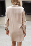 Work Simplicity Solid Buckle Turndown Collar Shirt Dress Dresses