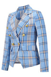 Fashion Street Plaid Patchwork Turn-back Collar Outerwear(4 Colors)