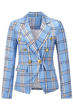 Fashion Street Plaid Patchwork Turn-back Collar Outerwear(4 Colors)