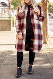 Casual Plaid Pocket Turndown Collar Outerwear