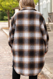 Casual Plaid Pocket Turndown Collar Outerwear