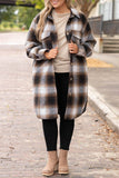 Casual Plaid Pocket Turndown Collar Outerwear