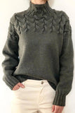 Casual Solid Weave Turtleneck Tops