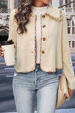 Celebrities Elegant Solid Patchwork Buttons Turndown Collar Outerwear