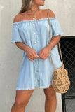 Casual Solid Tassel Make Old Off the Shoulder Short Sleeve Dress Dresses