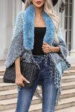 Casual Gradual Change Tassel Contrast Weave Cardigan Collar Outerwear