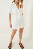 Daily Simplicity Solid Pocket Turndown Collar Loose Rompers