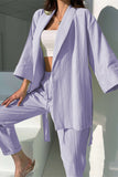 Casual Simplicity Solid Turndown Collar Long Sleeve Two Pieces