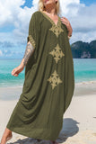 Casual Vacation Solid Embroidered Contrast Swimwears Cover Up