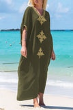 Casual Vacation Solid Embroidered Contrast Swimwears Cover Up