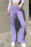 Casual Simplicity Solid Make Old High Waist Speaker Solid Color Bottoms