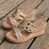 Casual Hollowed Out Patchwork Rhinestone Fish Mouth Out Door Wedges Shoes (Heel Height 3.15in)(3 Colors)