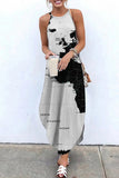 Casual Print Basic O Neck Long Dress Dresses(5 Colors)