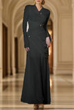 Elegant Solid Metal Accessories Decoration Fold O Neck Evening Dress Dresses(3 Colors)