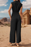 Elegant Simplicity Solid Scarf Collar Regular Jumpsuits