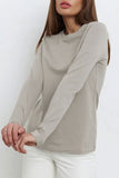 Casual Simplicity Solid O Neck Tops