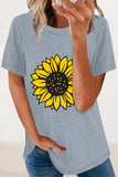 Casual Print Flowers O Neck T-Shirts