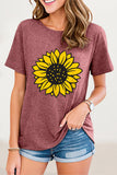 Casual Print Flowers O Neck T-Shirts