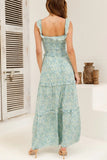 Sweet Elegant Print Flowers Fold Stringy Selvedge Off the Shoulder A Line Dresses