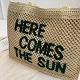 Daily Simplicity Letter Hollowed Out Contrast Bags