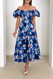 Elegant Floral Patchwork Off the Shoulder A Line Dresses(3 Colors)