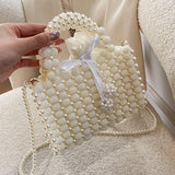 Casual Daily Solid Patchwork Pearl Weave Bags