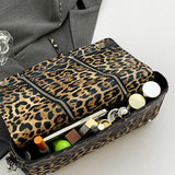 Casual Leopard Print Patchwork Chains Zipper Bags