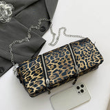 Casual Leopard Print Patchwork Chains Zipper Bags