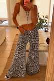 Casual Daily Leopard Print Pocket Buttons O Neck Sleeveless Two Pieces