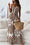 Casual Print Backless Strapless Bodycon Jumpsuits(3 Colors)