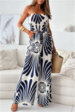 Casual Print Backless Strapless Bodycon Jumpsuits(3 Colors)