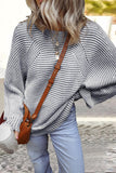 Casual Daily Stripe Texture Contrast O Neck Sweaters(6 Colors)