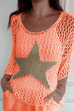 Sexy The stars Hollow Out See-Through U Neck Sweaters(8 Colors)