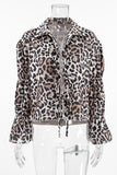 Casual Street Leopard Print Lace Up Turndown Collar Blouses