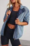 Casual Solid Color Distressed Zipper Turndown Collar Outerwear