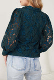 Sexy Lace Hollow Out Turndown Collar Blouses