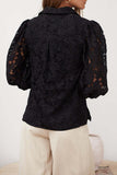 Sexy Lace Hollow Out Turndown Collar Blouses