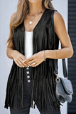 Casual Solid Color Fringed Trim V Neck Waistcoats(6 Colors)