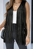 Casual Solid Color Fringed Trim V Neck Waistcoats(6 Colors)