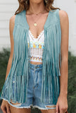 Casual Solid Color Fringed Trim V Neck Waistcoats(6 Colors)