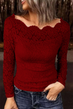 Sexy Solid Color Lace Off Shoulder Tops(4 Colors)