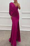 Sexy Prom Slit Ruched Irregular V Neck Evening Dresses(4 Colors)